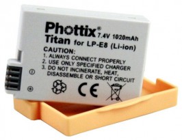 Аккумулятор Phottix LP-E8 для EOS 550D, 600D, 650D, 700D
